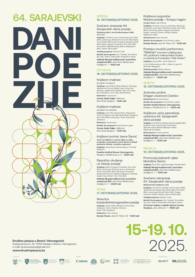 64. SARAJEVSKI DANI POEZIJE NASTAVLJAJU KONTINUITET OVE VAŽNE PJESNIČKE MANIFESTACIJE